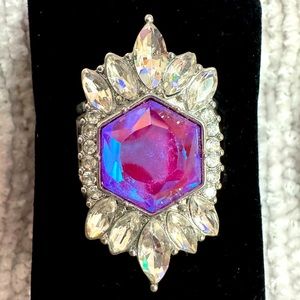 5/$20🛍️Paparazzi Knuckle to Knuckle Iridescent Hot Pink w/Crystals Ring